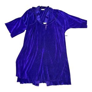 Vintage Intimate Options Purple Lingerie Set Large Pleated Nightgown Robe Sexy
